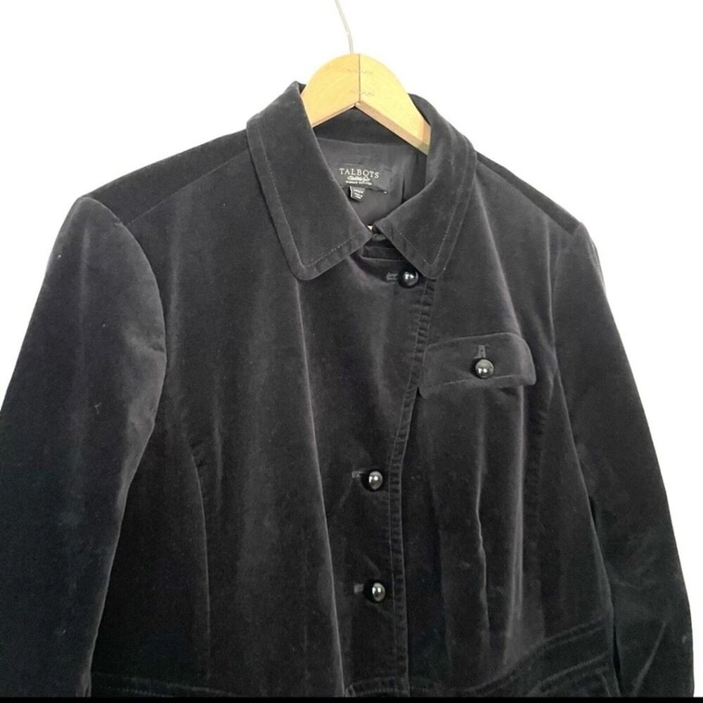 Talbots Black Velveteen Velvet School Boy Jacket Blazer Womens 16W